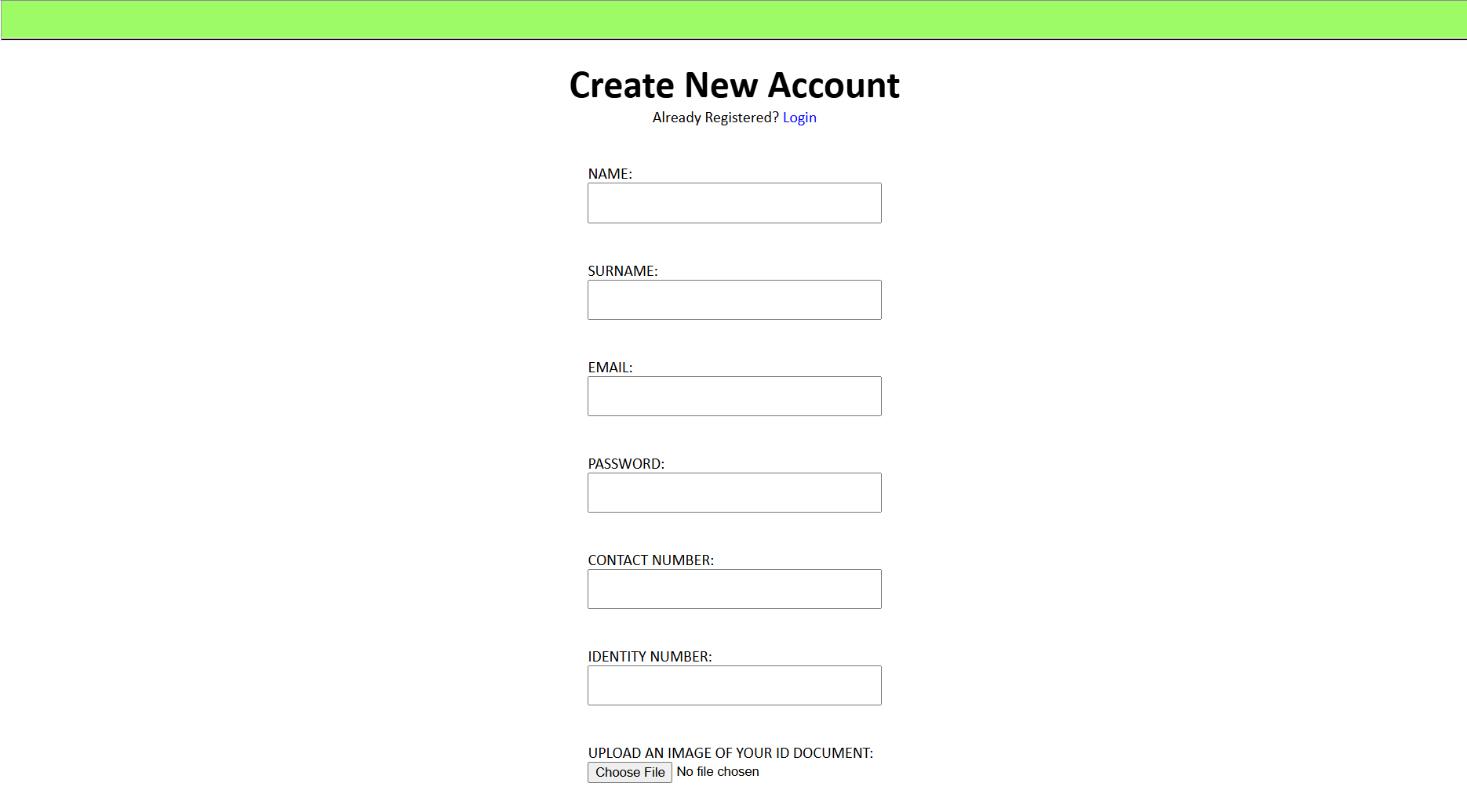 Create New Account